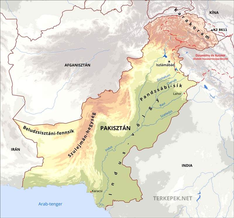 Pakisztán térkép